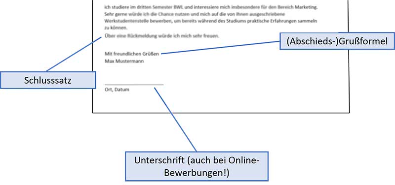 Bewerbungsschreiben Praktikum Anschreiben Schluss