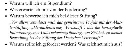 Wichtige Fragen Motivationsschreiben Stipendium