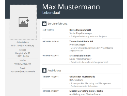 Lebenslauf online erstellen mit Editor